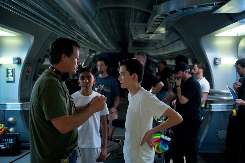 Gavin Hood and Asa Butterfield on the set of Ender's Game (2013) Movie Image